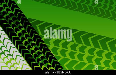 Vector geometric green gradient tire tracks background Stock Vector