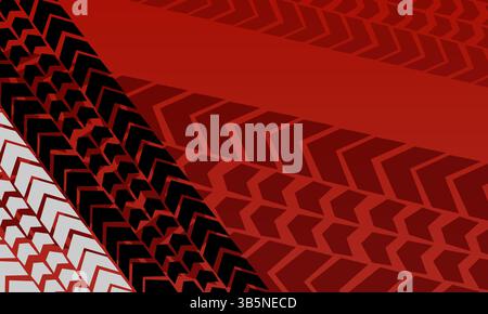 Vector geometric red gradient tire tracks background Stock Vector