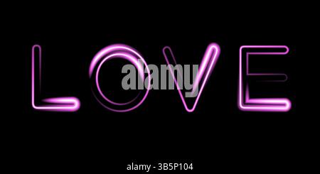 Vector isolated illustration of the inscription love with neon effect. Valentine's Day background. Stock Vector