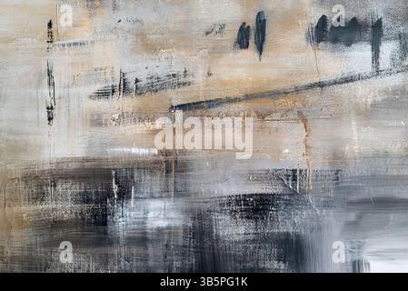Texture concrete wall with a painted layer of plaster and paint, beige, gray, black architecture abstract background Stock Photo