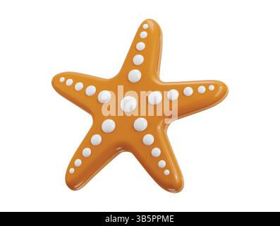 Starfish icon 3d render concept of ocean wildlife, Summer Design Element 3d illustration Stock Vector
