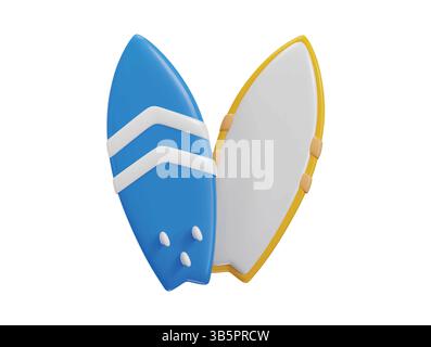 Surfboard icon 3d render concept of holiday vacation on ocean vector illustration Stock Vector