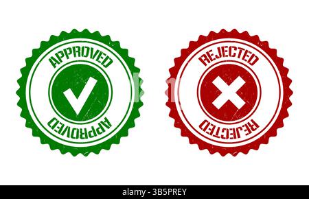 Approved and rejected rubber stamp grunge Stock Vector