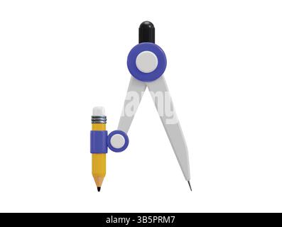 Geometry compass icon 3d render concept of construction engineering equipment icon Stock Vector