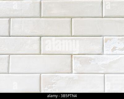 Aged White Stone Wall with Rectangular Pattern Stock Photo