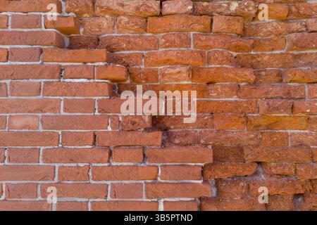 Transition Between Smooth and Rough Brick Wall Layers Stock Photo