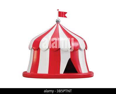 Circus tent icon 3d render concept of Carnival stage game illustration Stock Vector