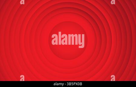 Abstract circle layers texture on red background with shadow Stock Vector