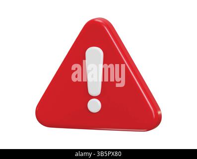 exclamation sign icon 3d render concept of warning or danger risk message alert problem icon vector illustration Stock Vector