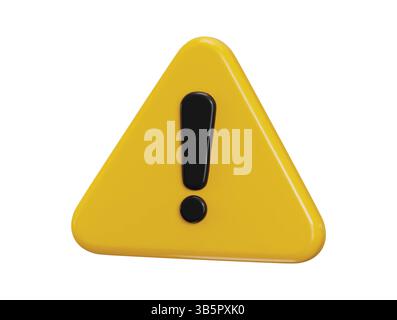 exclamation mark icon 3d render concept of warning or danger, risk, message alert or problem icon Stock Vector