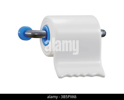 Toilet paper icon with stand 3d render concept of cleaning paper icon vector illustration Stock Vector