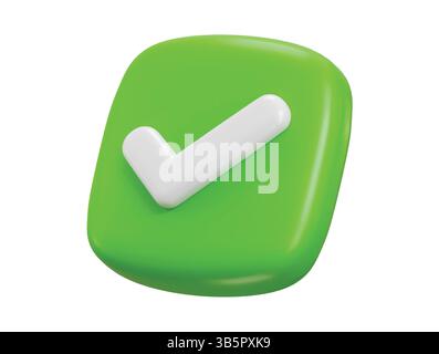 Check mark icon 3d render concept of check list button best choice for right, success, tick, accept, agree on application vector illustration Stock Vector