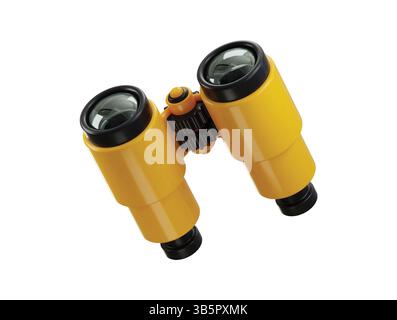 Binoculars telescope icon 3d render concept of traveler equipment, tourist adventure explore world Stock Vector