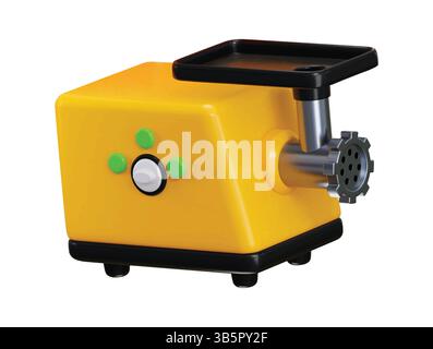 Meat grinder 3d render concept of Kitchen equipment for preparing minced meat vector illustration Stock Vector
