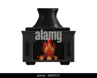 Fireplace icon 3d rendering vector illustration Stock Vector