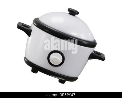 Electric Rice cooker 3d render concept of kitchen utensils appliances vector illustration Stock Vector
