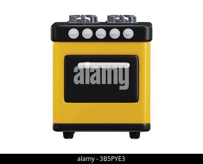 Gas stove 3d render concept of kitchen equipment for cooking food vector illustration Stock Vector