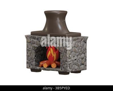 Fireplace icon 3d rendering vector illustration Stock Vector