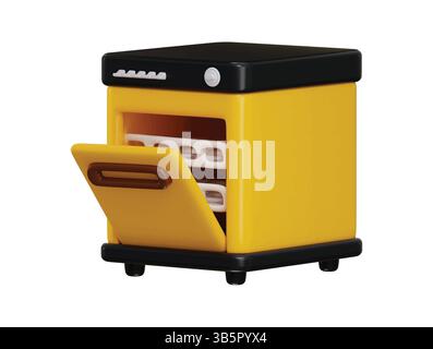 Dishwasher 3d render concept of kitchen cleaning equipment vector illustration Stock Vector