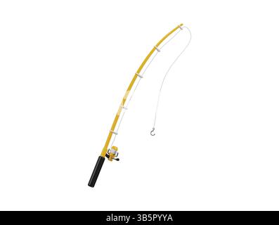Fishing rod icon 3d render concept of fishing hook, fisherman summer vacation fishing hook icon vector illustration Stock Vector