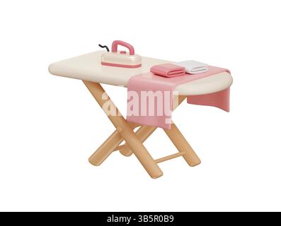 Electric Clothes Steam Iron with Ironing Board icon 3d render Stock Vector