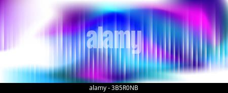 Futuristic glass gradient background with holographic glow and iridescent texture. Abstract vector design featuring prism waves, neon blur and ribbed reflections for poster or wallpaper bg use. Stock Vector