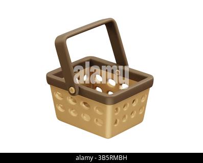 Shopping basket icon illustration 3d render Stock Vector