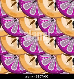 Tropical Jamaican fruit slices seamless pattern vector illustration Stock Vector