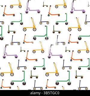 Scooter seamless pattern. Different models of scooters. Stock Vector