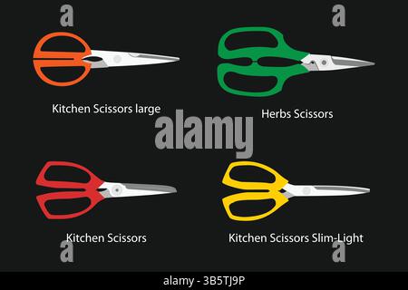 Kitchen Scissors Vector Set  4 Types of Kitchen Shears for Food Prep Stock Vector