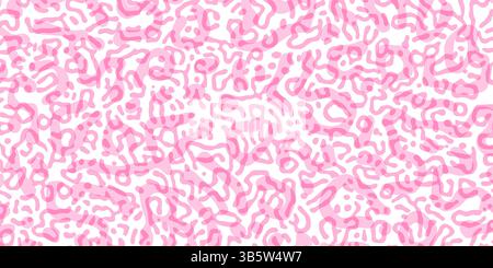 Vector Generative algorithm psychedelic pink background. Reaction-diffusion or turing pattern formation. Organic lines in memphis. Unique texture of h Stock Vector