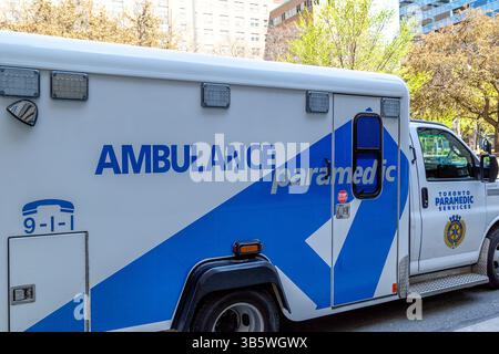 Side view of a parked TPS ambulance car in Toronto Stock Photo