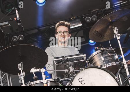 Andy Stack of Wye Oak performs on stage at Haven festival in Copenhagen ...