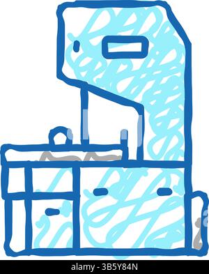 wood crusher machine doodle icon hand drawn illustration Stock Vector ...