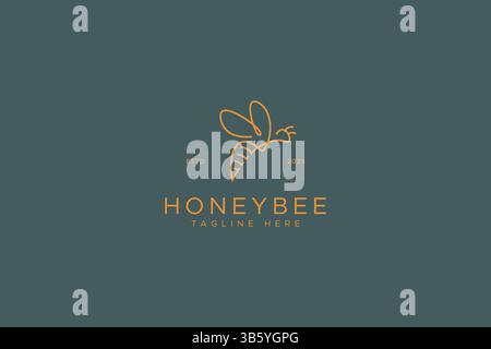 Honey Bee Side View Abstract Logo Vintage Style Color Stock Vector