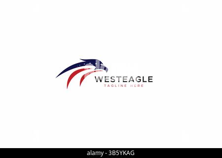 Eagle Head American Flag Color Concept Abstract Business Company Logo Stock Vector