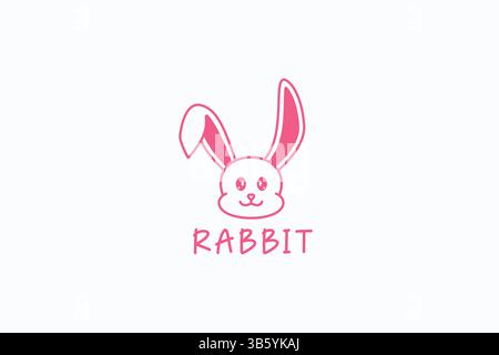 Cute Rabbit Face Logo Template for Sticker and Brand Identity Product Stock Vector
