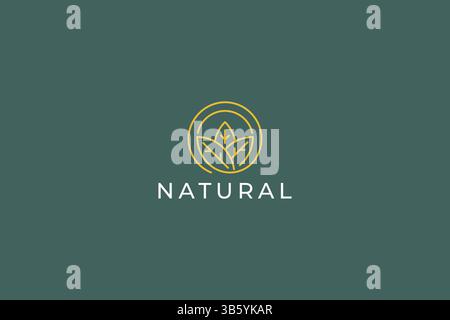Natural Organic Leaf Simple Concept Logo Badge Geometric Stock Vector