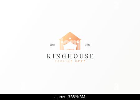 House Real Estate Luxury and Premium Residential King Crown Logo Concept Stock Vector