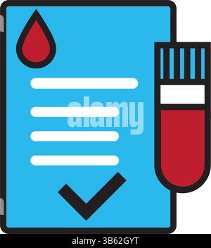 Blood test result lab report health vector icon. Medical checklist patient paperwork, blood test Stock Vector