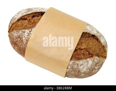 Freshly baked crusty German style sourdough rye bread loaf isolated on a white background Stock Photo