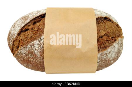 Freshly baked crusty German style sourdough rye bread loaf isolated on a white background Stock Photo