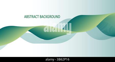 Abstract Flowing Wave Pattern in Green and Teal Gradient Stock Vector