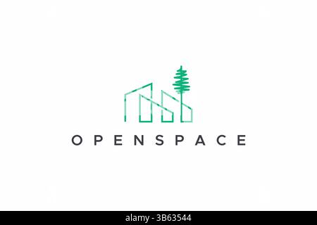 Home Open Space Design Concept Business Brand Identity Logo Stock Vector