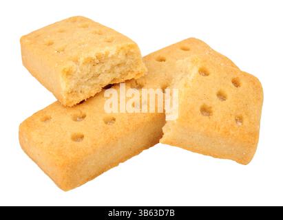 Clotted cream shortbread finger biscuits isolated on a white background Stock Photo