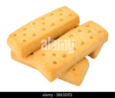 Clotted cream shortbread finger biscuits isolated on a white background Stock Photo