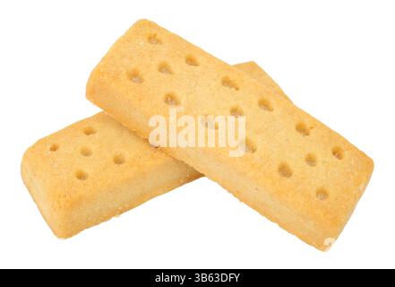 Clotted cream shortbread finger biscuits isolated on a white background Stock Photo