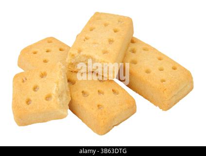 Clotted cream shortbread finger biscuits isolated on a white background Stock Photo