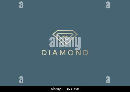 Diamond Shape Geometric Logo Business Gemstone Brilliant Concept Jewel Fashion Industry Stock Vector