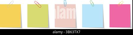 Sticky notes set in multicolor isolated on transparent background Stock Vector